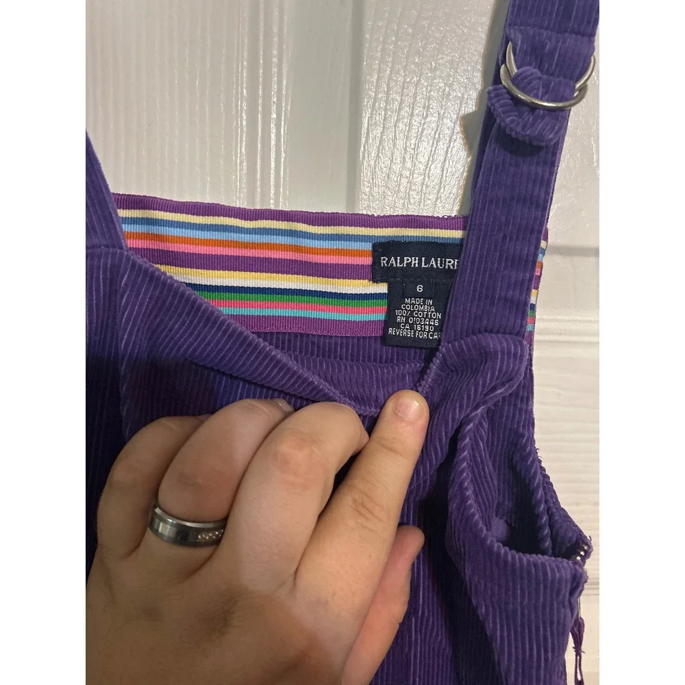 Ralph Lauren Purple Corduroy Jumper Dress‎ Girl's Size 6 Pony Logo